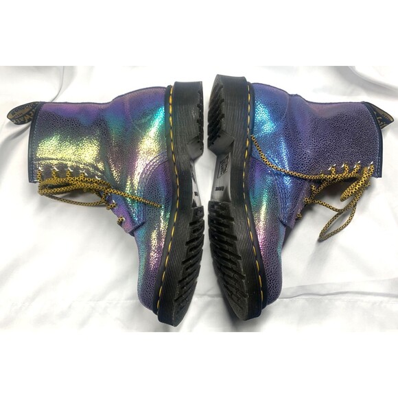 Dr Martens Women's 1460 Rainbow Ray Boots Purple US Size 6 Iridescent Shiny - Picture 8 of 9